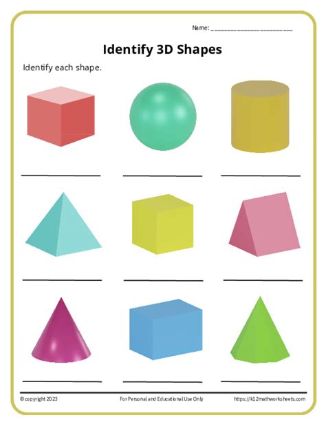 3d Shapes Worksheets K12 Math Worksheets Worksheets Library