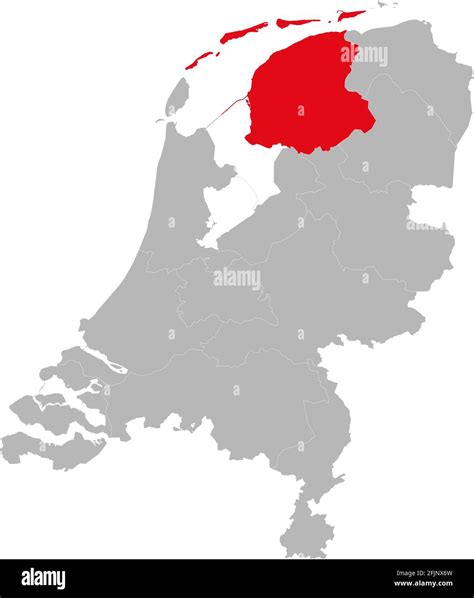 Friesland Province Highlighted On Netherlands Political Map