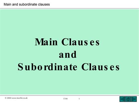 Main And Subordinate Clauses Ppt