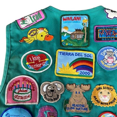 Girl Scouts Jackets And Coats Vintage Girl Scouts Official Green Uniform Jr Vest With Multiple