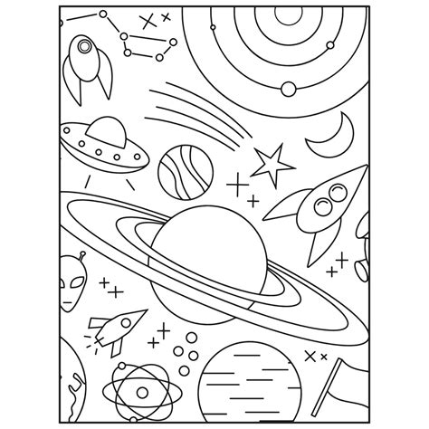 Space Coloring Book Pages For Kids 13325181 Vector Art At Vecteezy