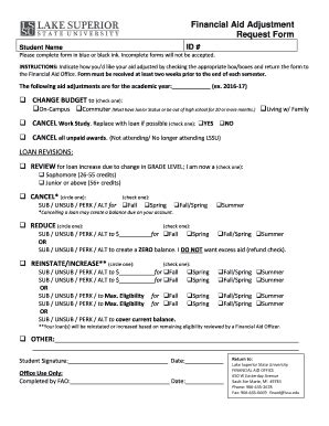 Fillable Online Lssu Financial Aid Adjustment Lssu Fax Email Print