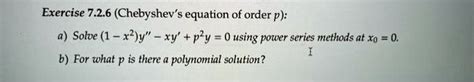 Solved Exercise Chebyshev S Equation Of Order P Solve X V