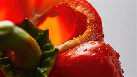 Red Bell Pepper Close Up Fresh Vegetables Macro Sliced Pepper Texture