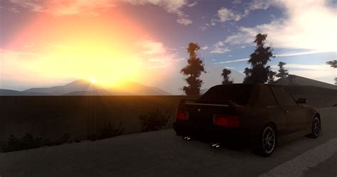 trees, highway, sunset, 2K, mountains, Pacifico (Roblox Game), Bmw E30 ...