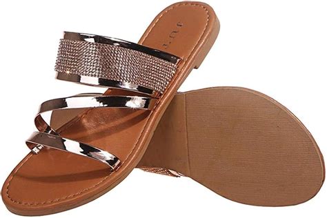 Adwa Sandalias Para Mujer Rhinestone Bling Sandalias Planas C Modas