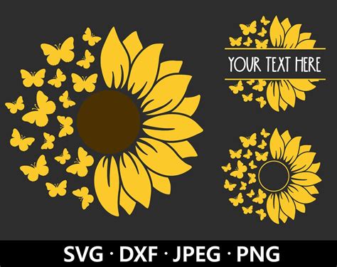 Sunflower Butterfly Svg Sunflower Svg Flower Svg Monogram Etsy Australia