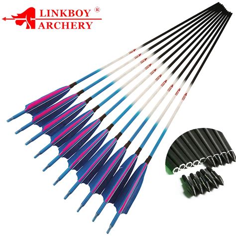 12PCS Linkboy Archery Pure Carbon Arrows 32 SP700 ID6 2mm For Compound