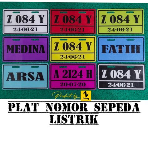 Jual Plat Nomor Sepeda Listrik 1 HARI JADI CUSTOM REQUEST NAMA DAN