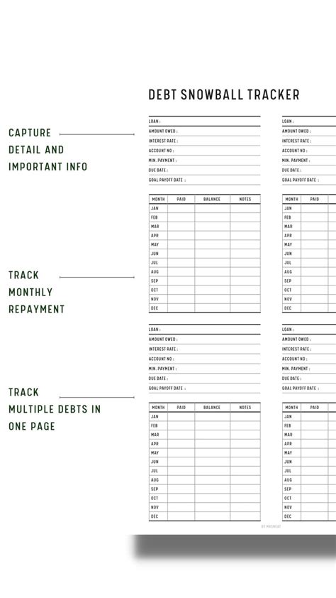 Debt Snowball Tracker Printable, Snowball Debt Repayment Printable, Debt Tracker, Debt Repayment ...