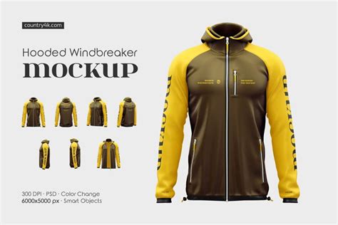 Hooded Windbreaker Mockup Set