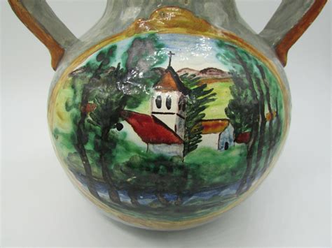 Louis Baude Montigny sur Loing vase boule décor de deux paysages