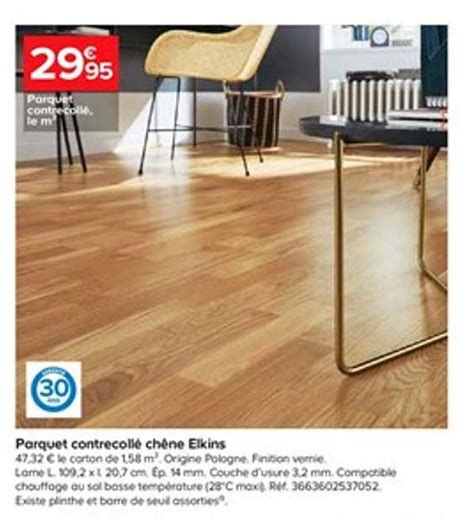 Promo Parquet Contrecollé Chêne Elkins chez Castorama iCatalogue fr