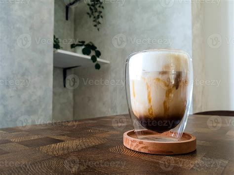 Glass Of Ice Salted Caramel Macchiato Stock Photo At Vecteezy