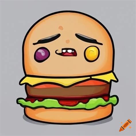 Crying Cartoon Burger On Craiyon