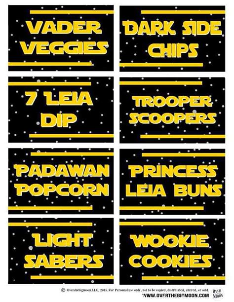 Star Wars Free Printable Party Food Tags Free Printable Templates