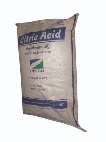 Ensign Citric Acid Monohydrate Powder For Food Industry Packaging