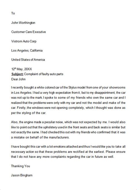 Free Sample Business Complaint Letter Templates In Ms Word Pdf Riset