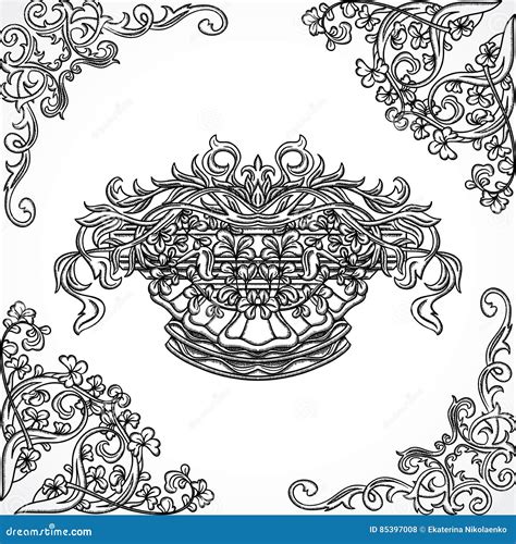 Vintage Architectural Details Design Elements. Antique Baroque Classic