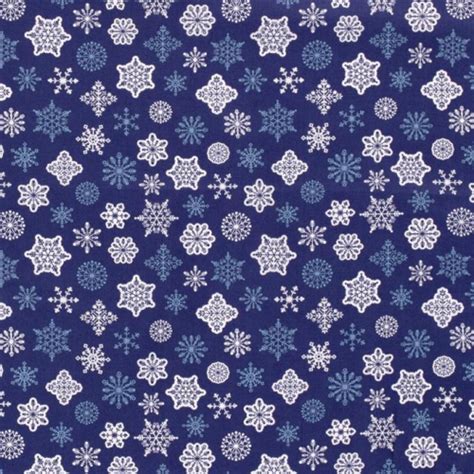 Popeline De Coton Flocons De Neige Bleu Blanc Vonbrachttextiles