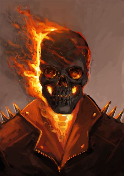 A Ghost Rider Speedpainting Practicing Flames And Skulls Hope You