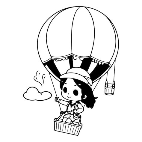 Premium Vector Illustration Of A Girl Wearing A Hot Air Balloon Holding A Basket