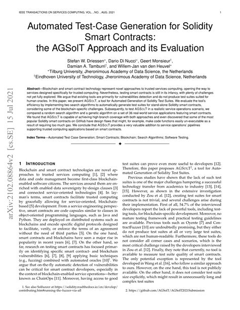 Automated Test Case Generation For Solidity Smart Contracts The Agsolt