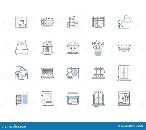 Tenement And Housing Line Icons Collection Shelter Residence