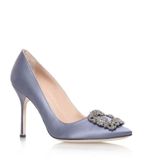 Womens Manolo Blahnik Grey Satin Hangisi Pumps Harrods Uk