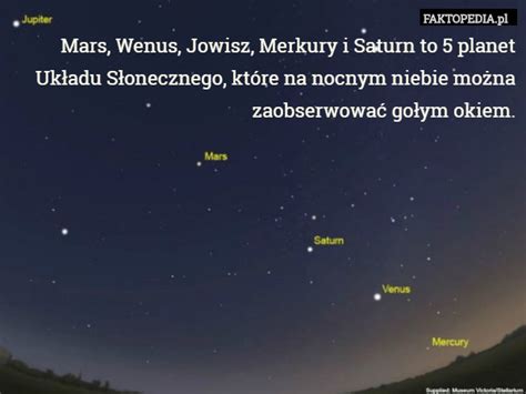 Mars, Wenus, Jowisz, Merkury i Saturn to 5 planet Układu Słonecznego, które