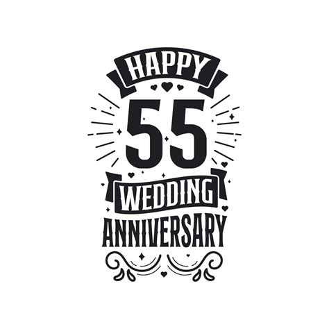 55 Years Anniversary Celebration Typography Design Happy 55th Wedding