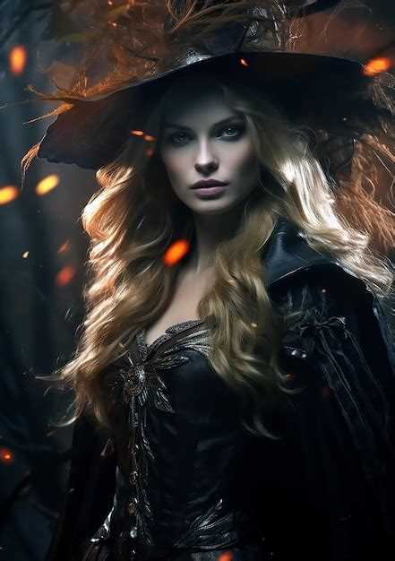 Premium Ai Image A Woman With Long Blonde Hair Wearing A Black Hat