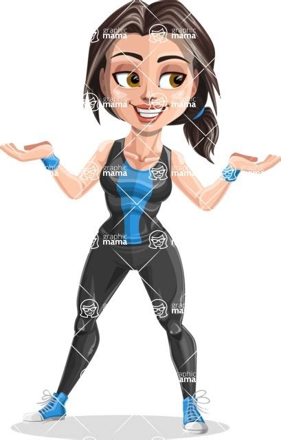 Cute Fitness Woman Cartoon Vector Character Aka Marina Showcase 2 Graphicmama