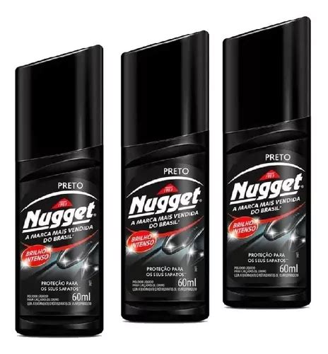 Polidor De Sapatos Nugget Preto Cera Líquida 60ml Kit 3uni MercadoLivre