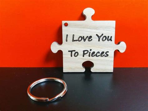 ‘i Love You To Pieces Jigsaw Keyring 6cm X 5cm Woodform Crafts