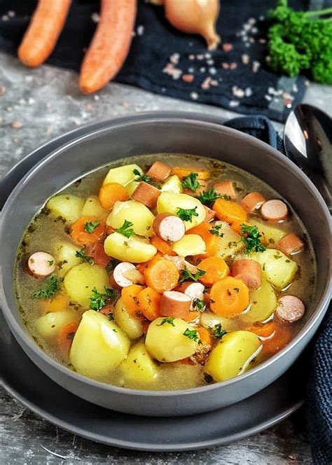 Kartoffel Möhren Suppe mit Würstchen Lydiasfoodblog