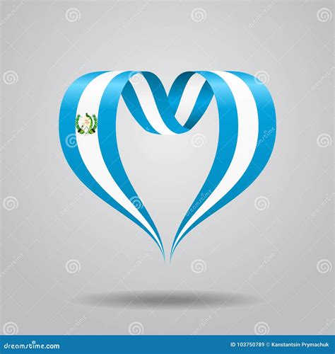 Guatemalan Flag Heart Shaped Ribbon Vector Illustration Stock Vector Illustration Of