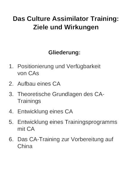 Ppt Das Culture Assimilator Training Ziele Und Wirkungen Gliederung 1 Positionierung Und