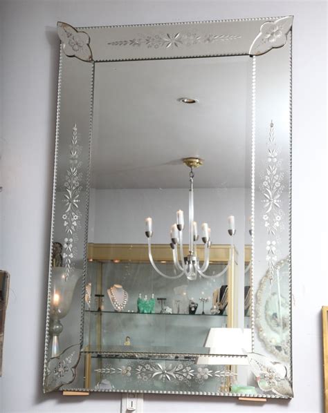 French Bevelled And Etched Mirror Vintage Bathroom Mirrors Etched