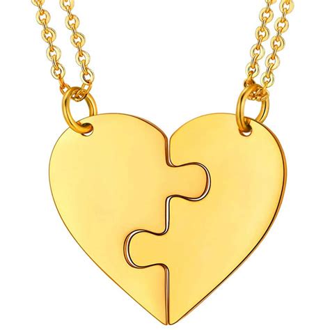 Personalized Lovefriendship Puzzle Heart Couple Necklaces Engraving