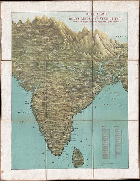 A remarkable bird’s-eye view of India - Rare & Antique Maps