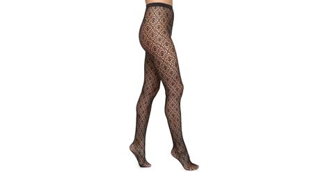 Wolford Daphne Medallion Patterned Sheer Tights In Black Lyst