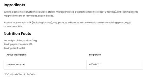 Stabilolactic Lactase Enzyme Fcc