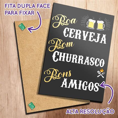 Placa Decorativa Boa Cerveja Bom Churrasco Bons Amigos Fran Adesivos