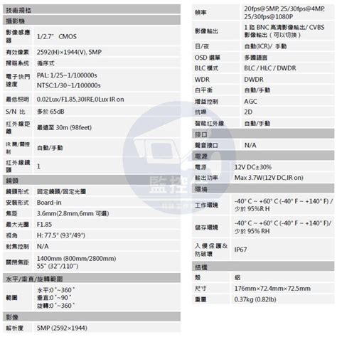 【附發票】大華dahua 星光500萬紅外線槍型 紅外線30米ip67防水 Dh Hac Hfw1500tn 露天市集 全台最大的