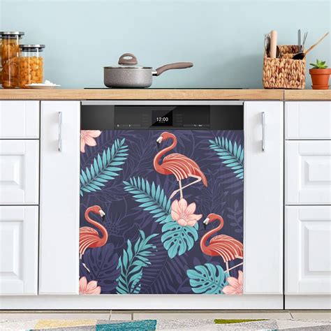 GZHJMY Tropical Flamingo Dishwasher Magnet Cover Kitchen Dish Washer