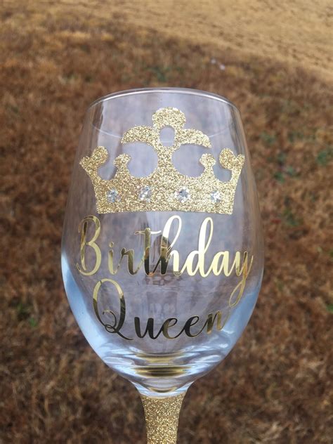 Sale Birthday Queen Glittered Wine Glass Mother S Day Etsy