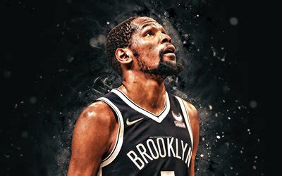 Download Kevin Durant, 4k, white neon lights, Brooklyn Nets, NBA ...