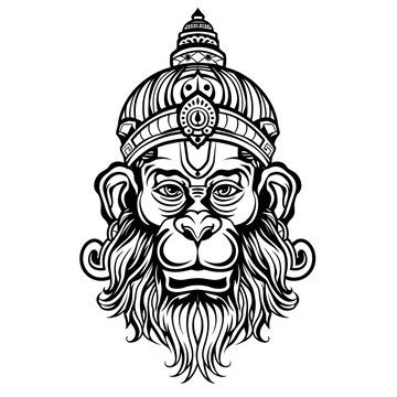 Premium Photo | Lord Hanuman Line Art Vector Illustration