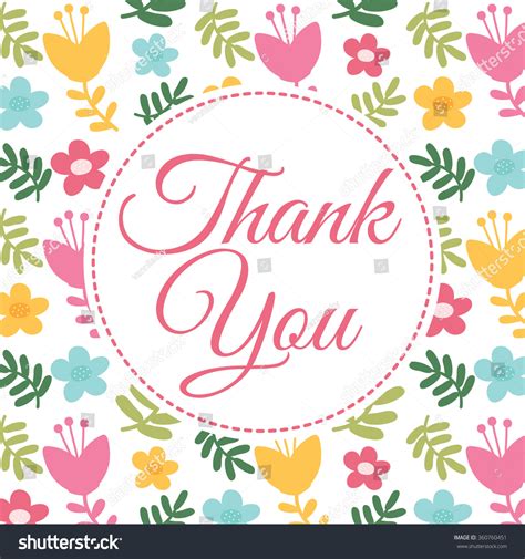 Thank You Card Cute Flower Background Vector De Stock Libre De